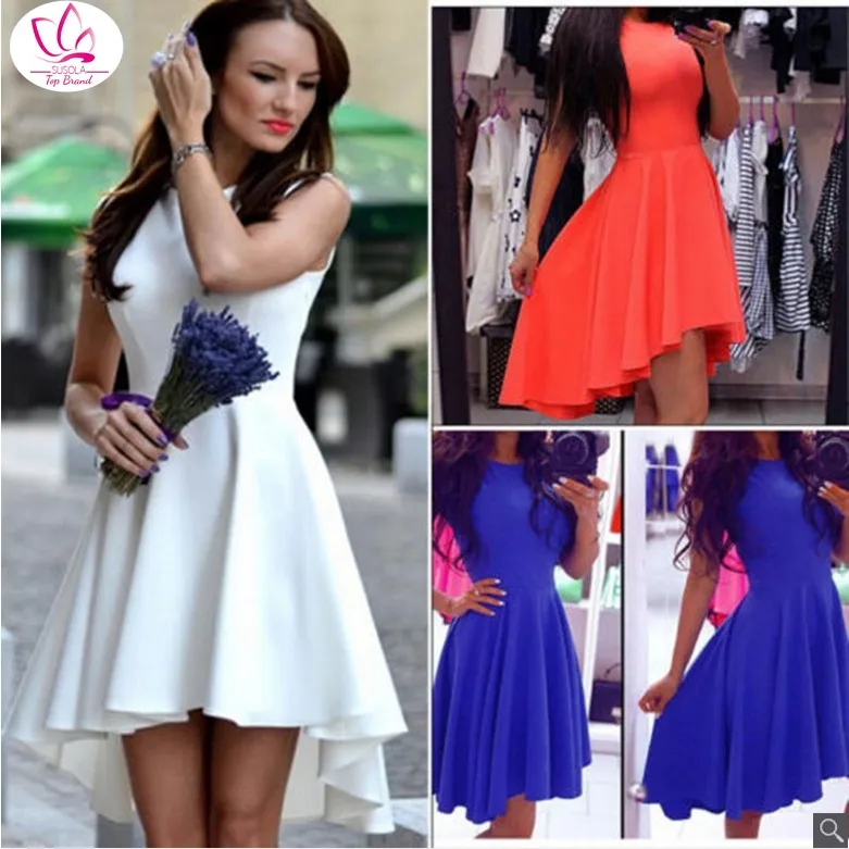 2020 Летние повседневные женские платья для женщин без рукавов с круглым вырезом