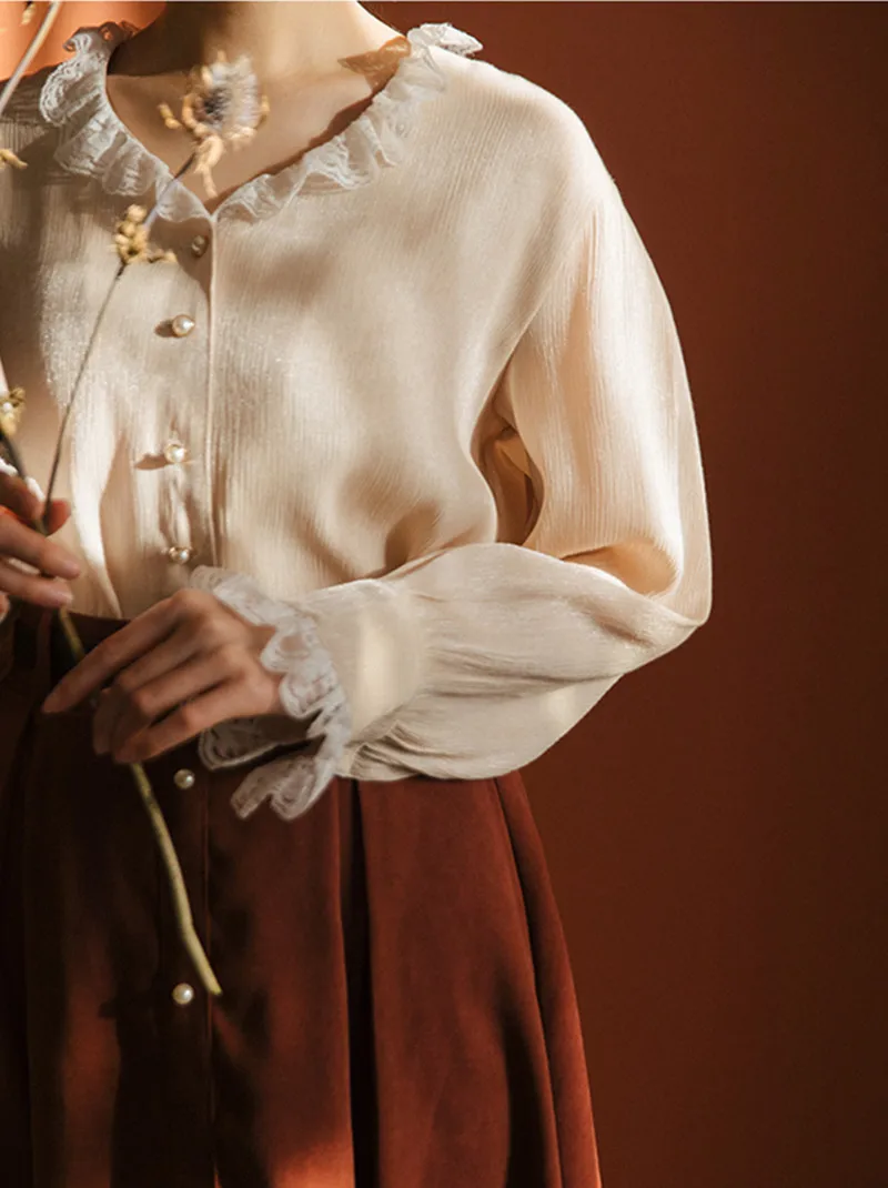 

Korean Fashion Women Outfits 2021 Spring Long Sleeve Casual Large Size Shirt Vintage Blouse & Maxi Skirt For Elegant Lady Suits