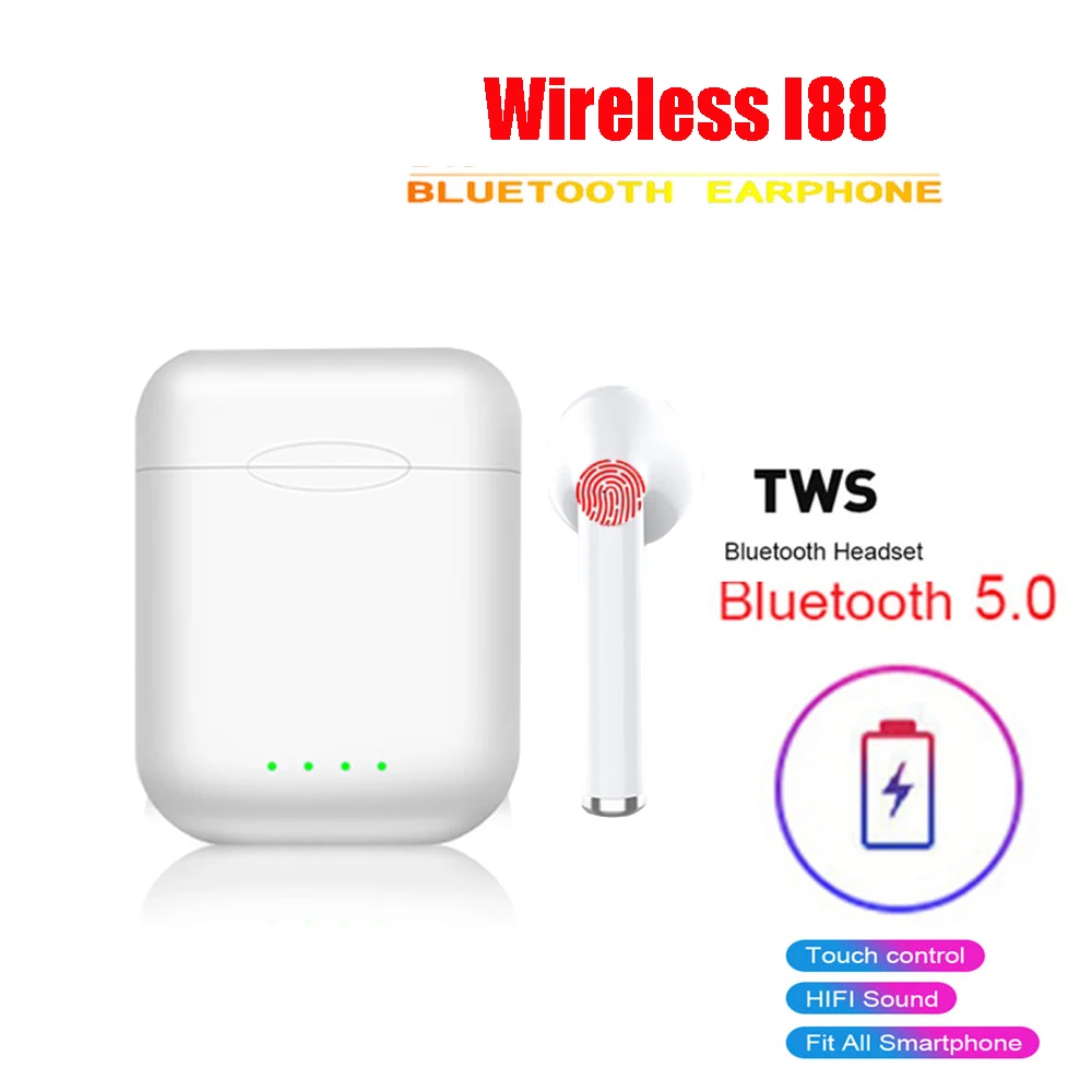 Новинка i88 TWS наушники беспроводные Bluetooth наушники 5,0 сенсорное управление спортивные Игровые наушники гарнитура с двойным микрофоном стерео