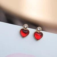 little red heart stud earrings french retro baroque earrings for women 2020 new womens jewelry