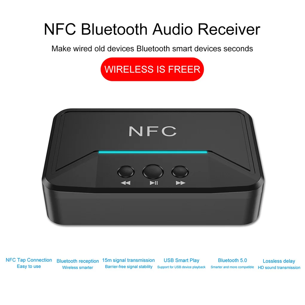 

NFC Bluetooth-совместимый аудиоресивер 5,0 беспроводной A2DP AUX 3,5 мм RCA разъем USB умное воспроизведение стерео аудио музыкальный адаптер