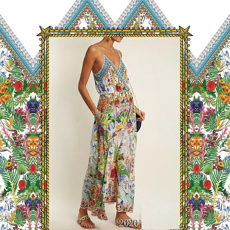 

Модная женская двойная крепированная ткань с цветочным принтом, имитация растений, ткань для летнего платья, ткань для шитья DIY