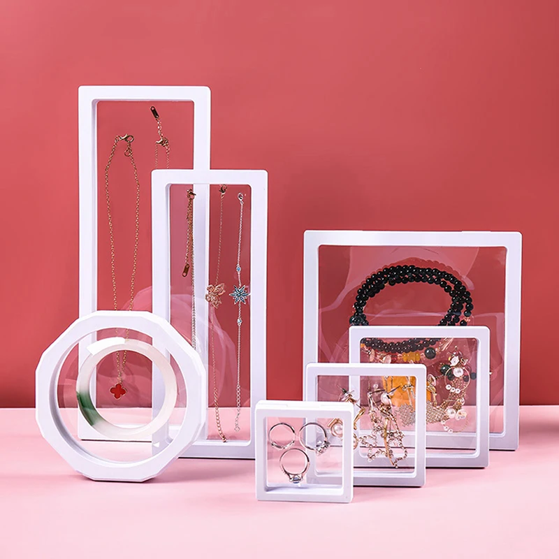 

2021 New PE Film Jewelry Storage Box Brooch Coin Gems Jewelry Storage Box Dustproof Exhibition Decoration Floating Ring Case