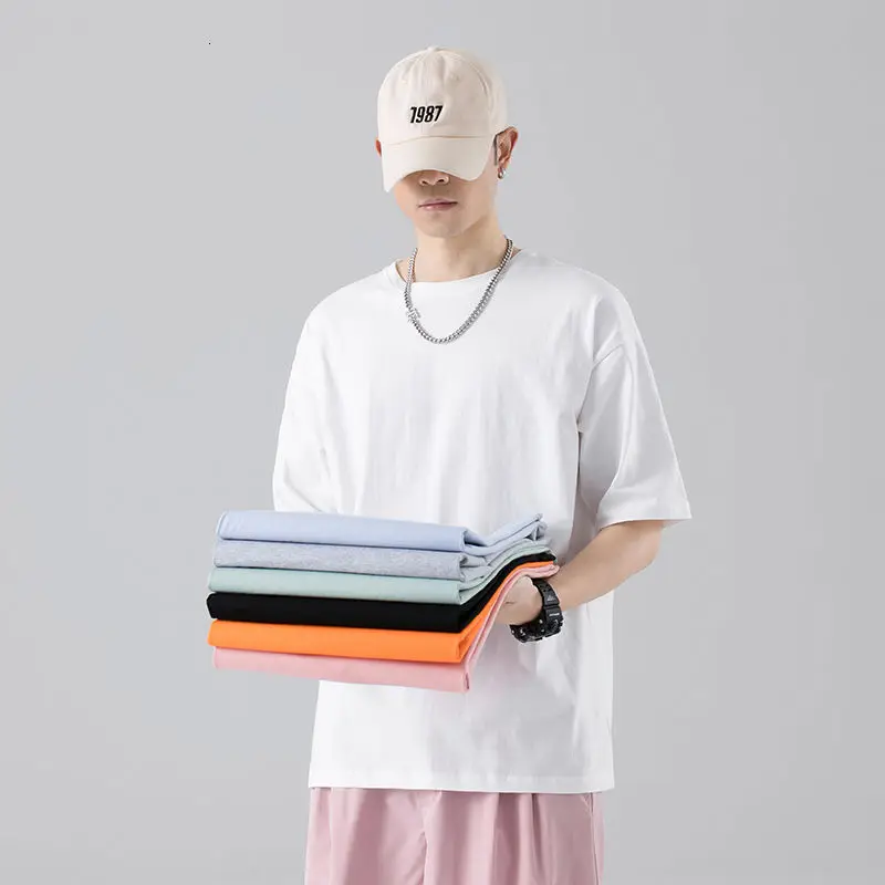

2021 T-shirt Men's Women's New Pure Cotton Public Version White Summer Couple Student And Solid Color Hot Sale Fashion
