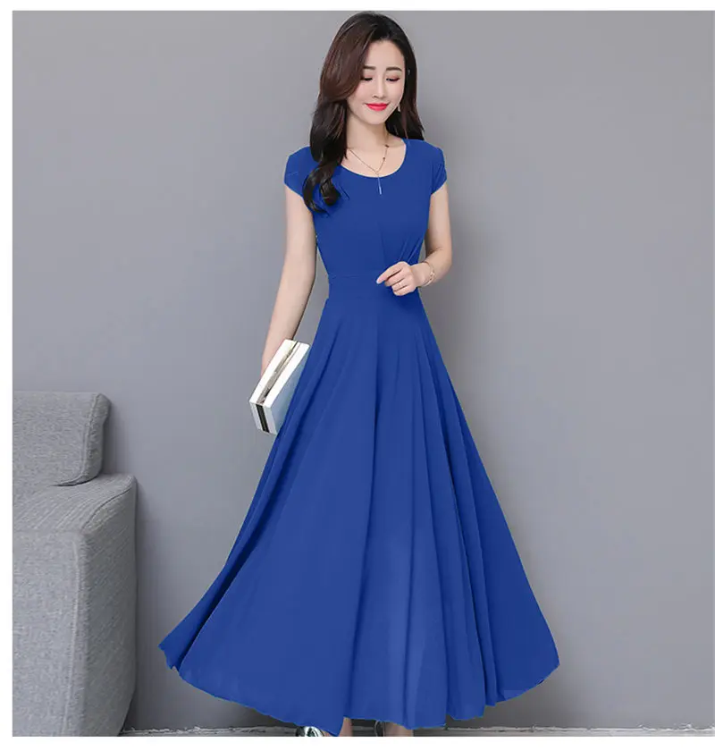 Женское шифоновое пляжное платье с рукавом бабочкой и круглым вырезом|Женские