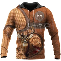 tessffel deer hunter animal hunting camo tattoo streetwear 3dprint menwomen harajuku pullover autumn long sleeve zip hoodies a3