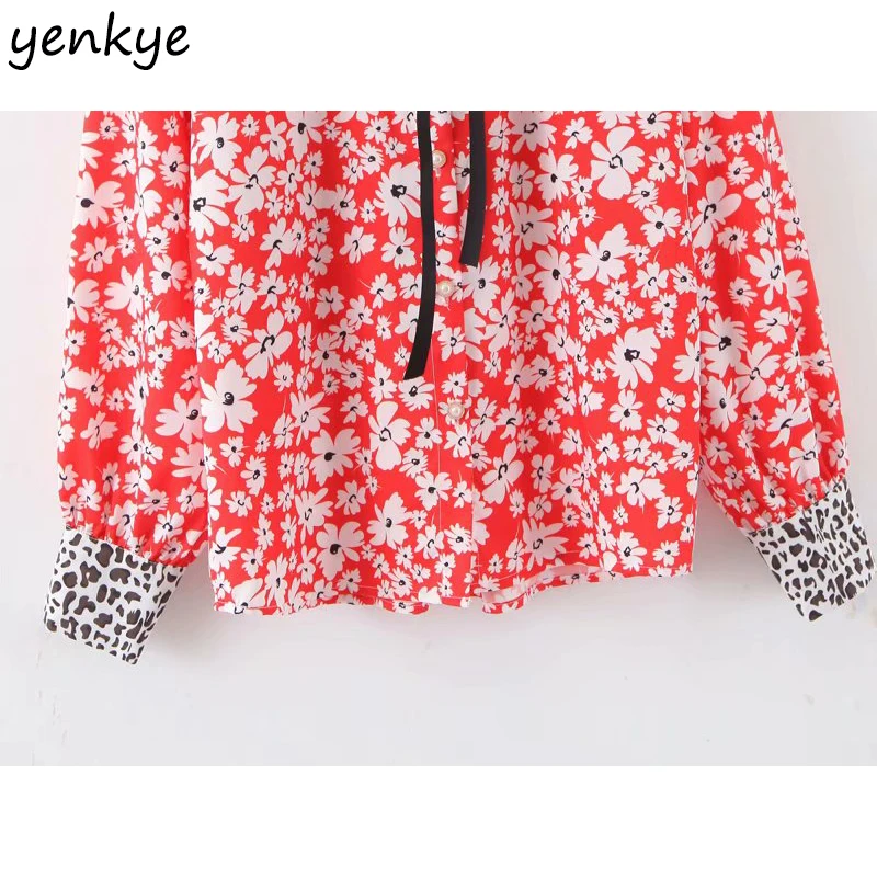 Женская винтажная блузка с длинным рукавом цветочным принтом | одежда