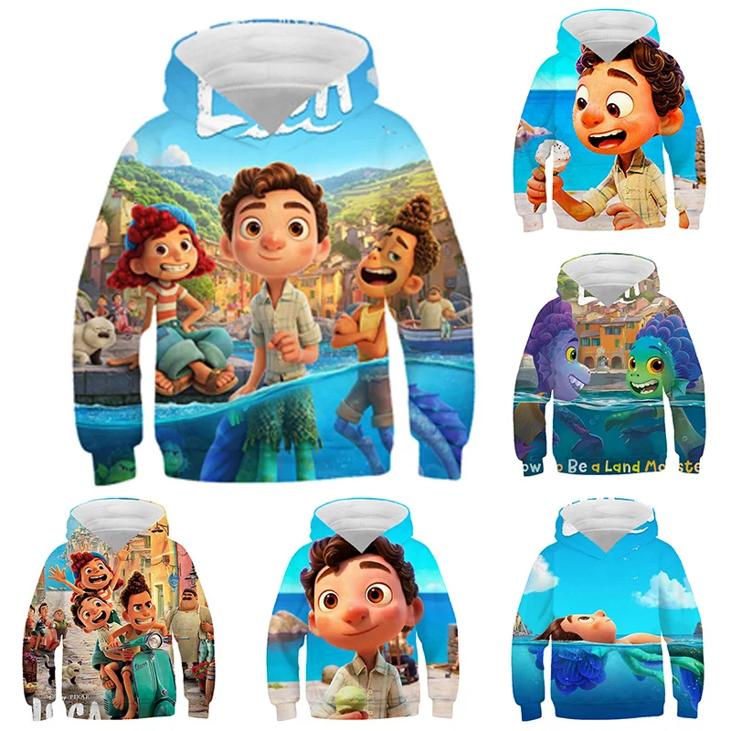 

Luca Disney Kids Baby Hoodies Sweatshirts Spring Autumn Boys Girls Pullovers Pixar Luca 3D Print Hoody Unisex Clothes for Teens