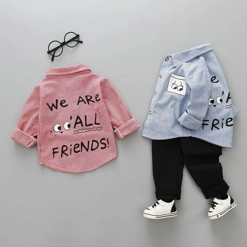 

Костюм для мальчиков, рубашка с отложным воротником на весну и осень, новинка 2020, Детский костюм из двух предметов с длинным рукавом