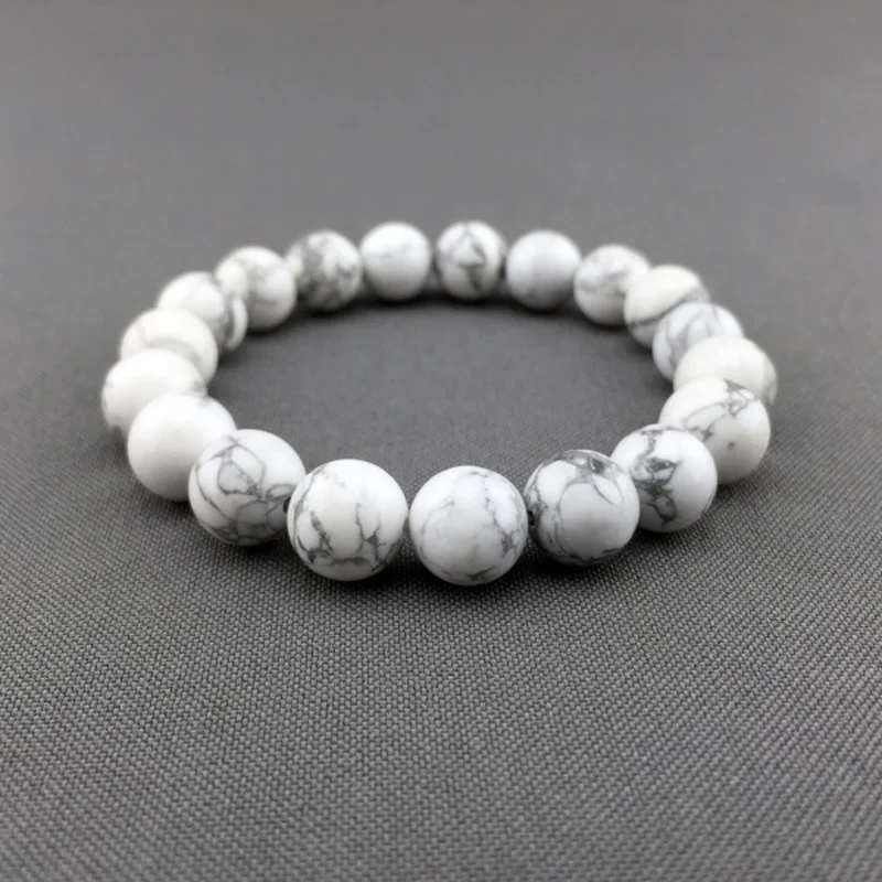 New Design 10mm White Howlite Turquoises Beaded Stretch Bracelet | Украшения и аксессуары