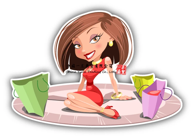 Виниловая наклейка на бампер с изображением девушки в стиле киберпанк