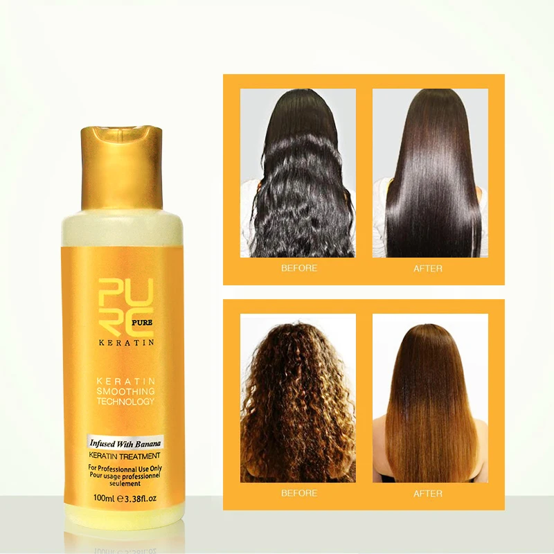 

100ml Banana-flavored Brazilian Keratin Hair Treatment Repair Damage Frizzy Hair Strengthen Hair Toughness Elasticity