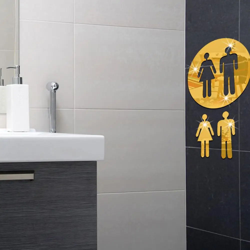 5 мм 3D акриловые солнцезащитные очки зеркальные круглые Туалет дверная табличка