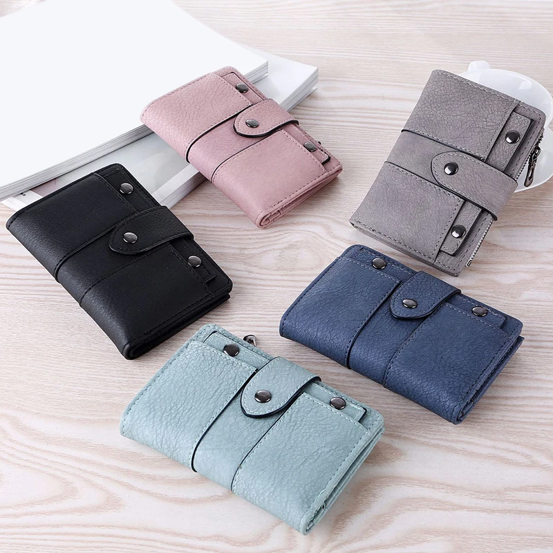 Women Wallet Simple Retro Rivets Short Wallet Coin Purse Card Holders Handbag for Girls Purse Small Wallet Ladies