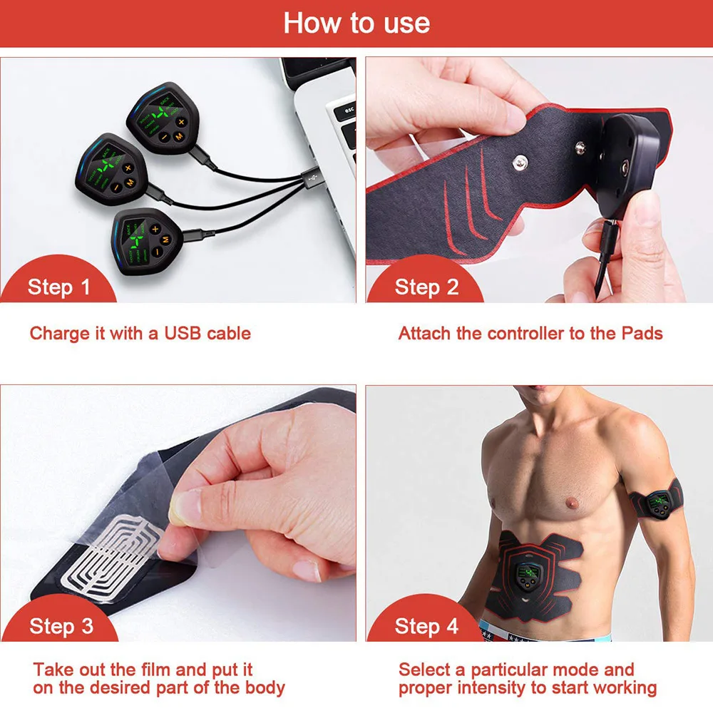 Ems Abs тренажер для стимуляции мышц электростимулятор с ЖК-дисплеем мужчин женщин