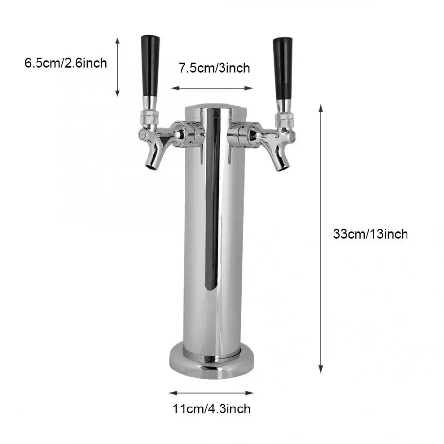 

Stainless Steel Beer Tower Faucet Double-headed Tap Easy Installation Beer Tap Faucet Bar Accessoires