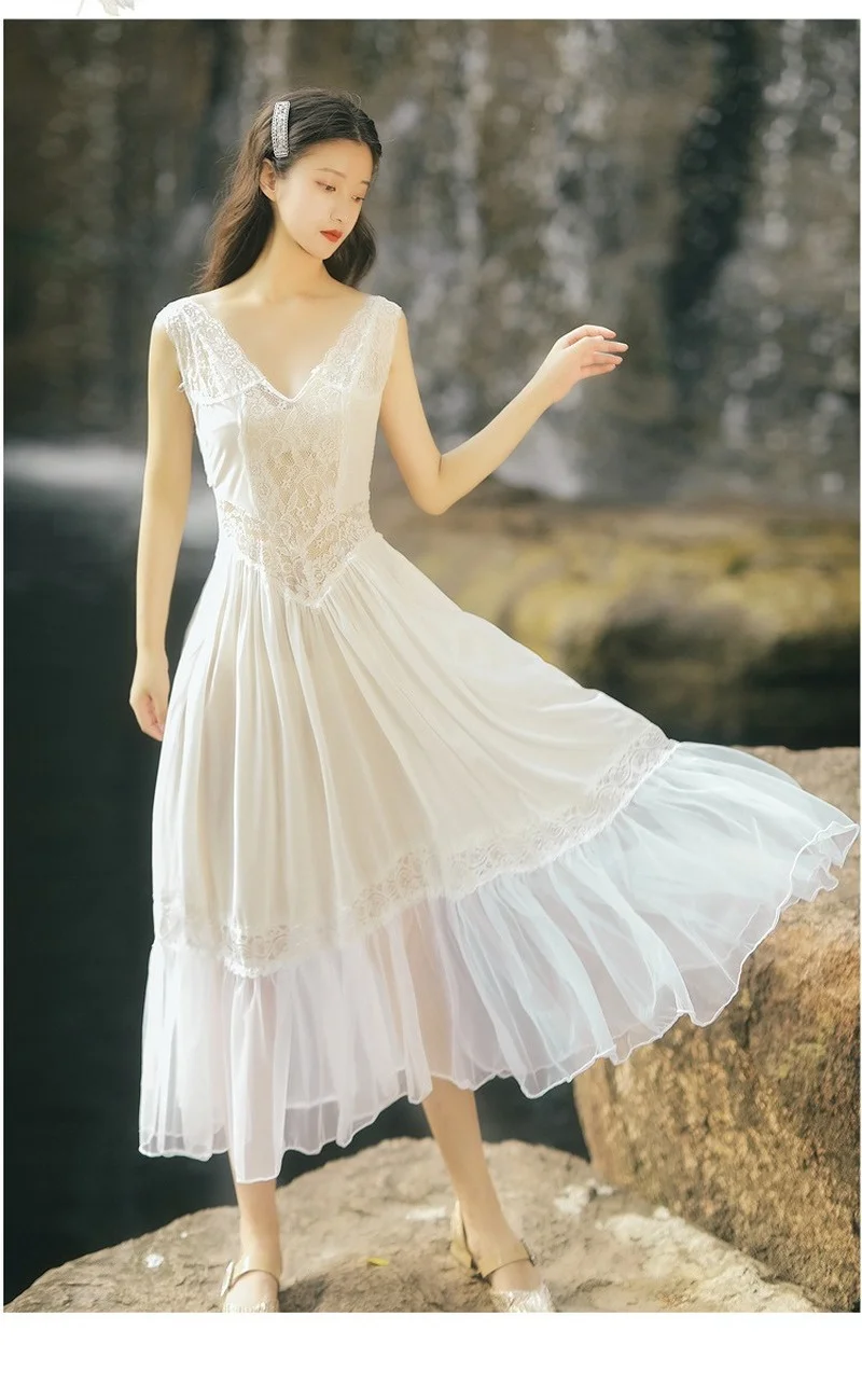 

Женское платье с V-образным вырезом, элегантное белое кружевное платье с открытой спиной, Элегантное свадебное платье, 2021