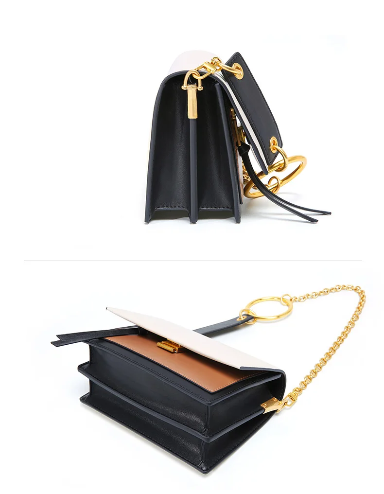 ESUFEIR Кожаная сумка на длинном ремне для женщин Vintage Flap Bag Модная цепочка с круглым кольцом Женская сумка через плечо Маленькие женские сумки