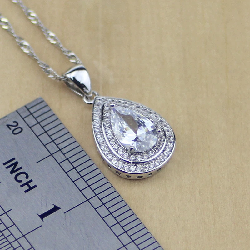 Модные Овальные Кристаллы с белым цирконием ювелирные наборы из стерлингового