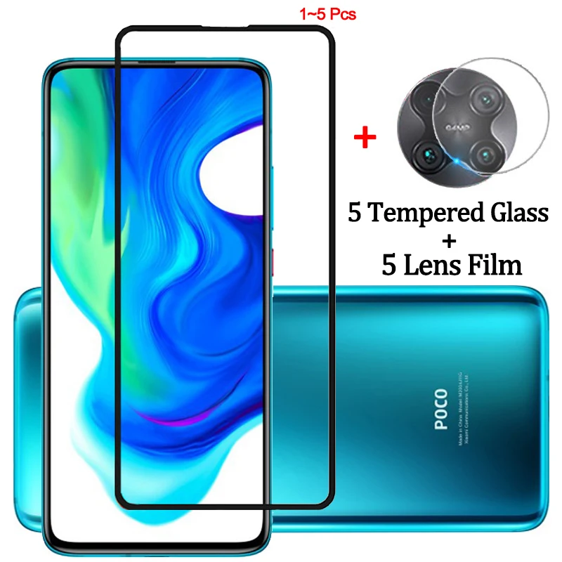 

1~5 pcs, full-cover glass for poco m4 pro tempered glass film pocophone f2 pro screen protector poco x3 nfc xiaomi poco m3 glass