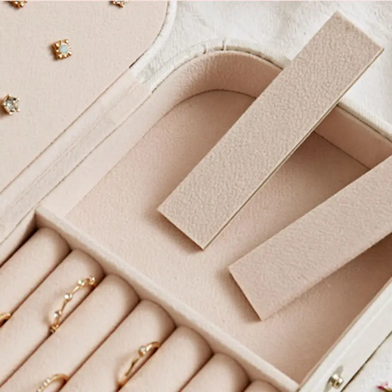 

Jewelry Small Organizer Display Jewelry Box PU Leather Grids Jewelry Case Box Portable Travel Storage Necklace Earrings Box