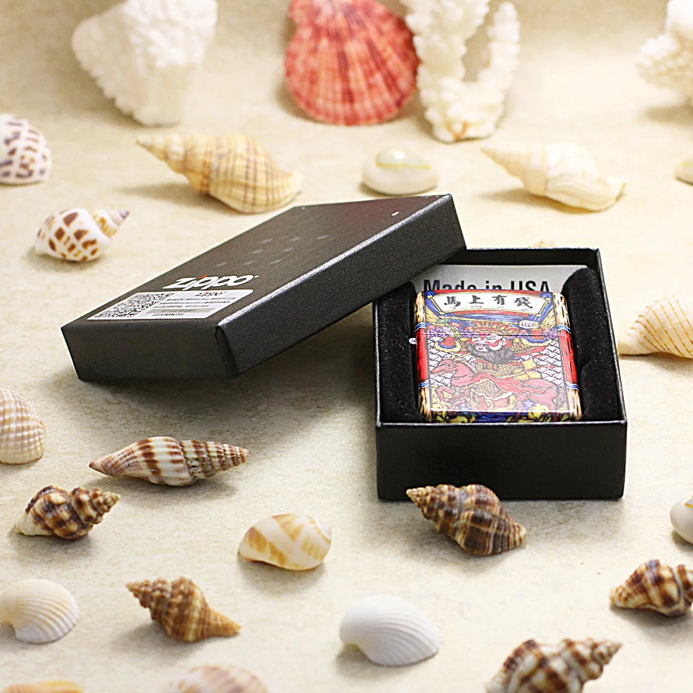 

Genuine Zippo oil lighter copper Doodling God of wealth cigarette Kerosene lighters Gift With anti-counterfeiting code MSYQ