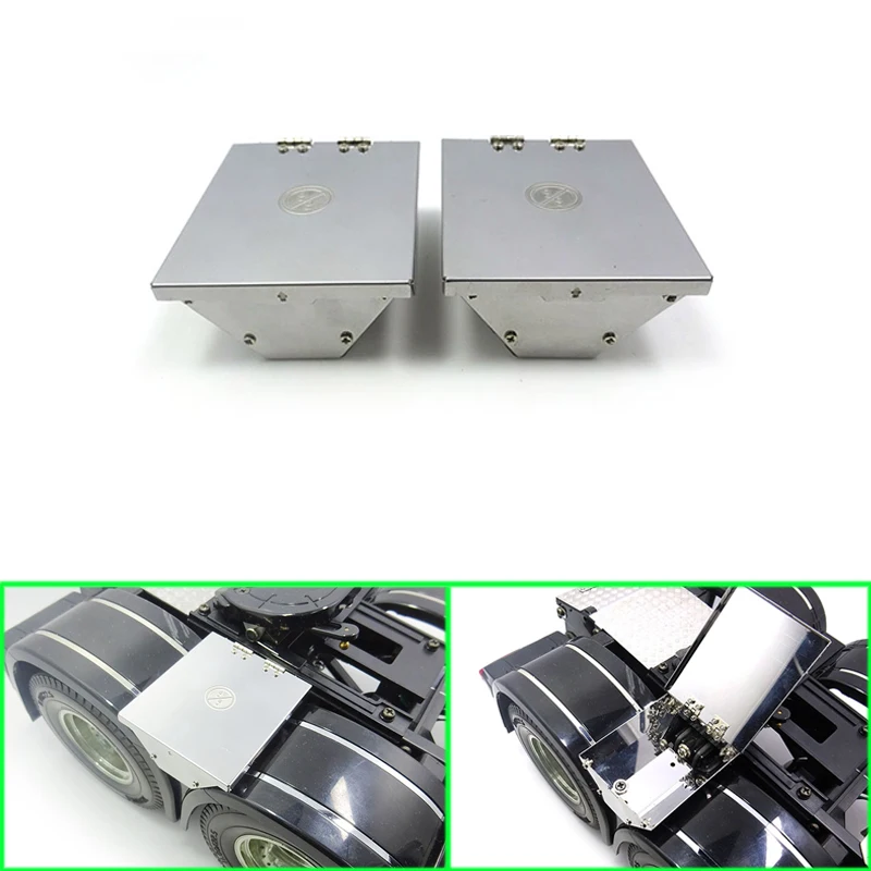 

2pcs 6X4 Middle of Mudguard Metal Toolbox Trash Box for 1/14 Tamiya RC Truck Trailer Tipper Scania Benz Actros Acros MAN Volvo