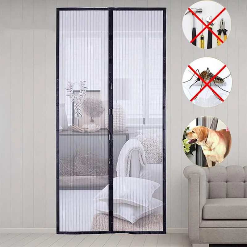Tool-free Magnetic Mosquito Net Summer Anti Bug Fly Door Curtains Mesh Automatic Closing Door Screen Magic Mesh Kitchen Screen