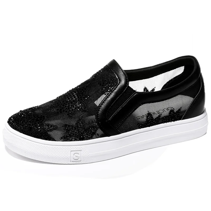 

Sneakers Woman Fashion Air Mesh Summer Women Casual Shoes Lace-Up Breathable Soft Heels Women Flat With Shoes White Shoes 3-8976