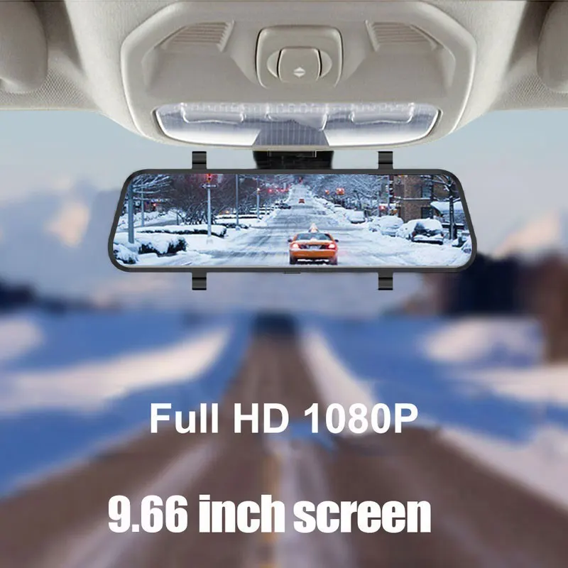 9 66 дюймов потоковое зеркало Автомобильный видеорегистратор с двумя объективами
