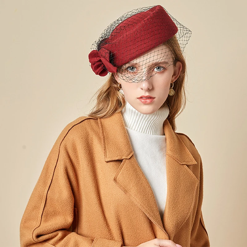 Женская фетровая шляпка-Таблетка FS шерстяная для торжевечерние случаев и свадеб