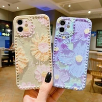 3d heart relief flower shockproof phone case for iphone13 pro max 13 mini waterproof and anti drop full coverage back cover