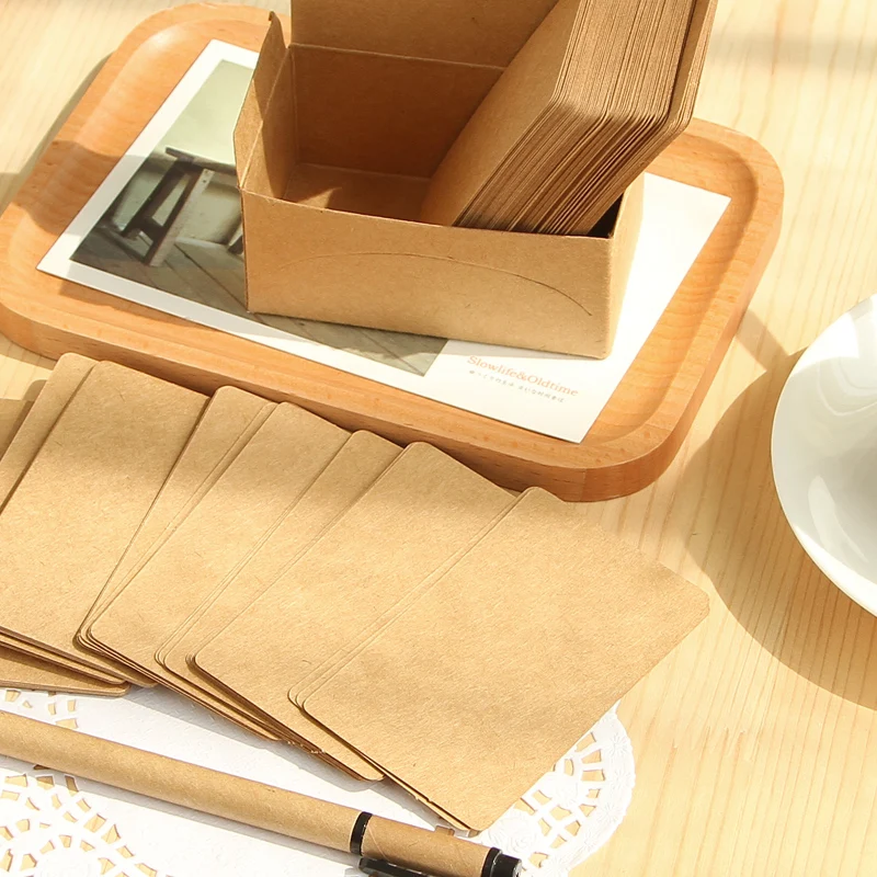 

100 pcs/Lot Nostalgic Kraft Memo Paper Ancient Style Mini Note Message Card Guest Book Stationery Office School Supplies H6908