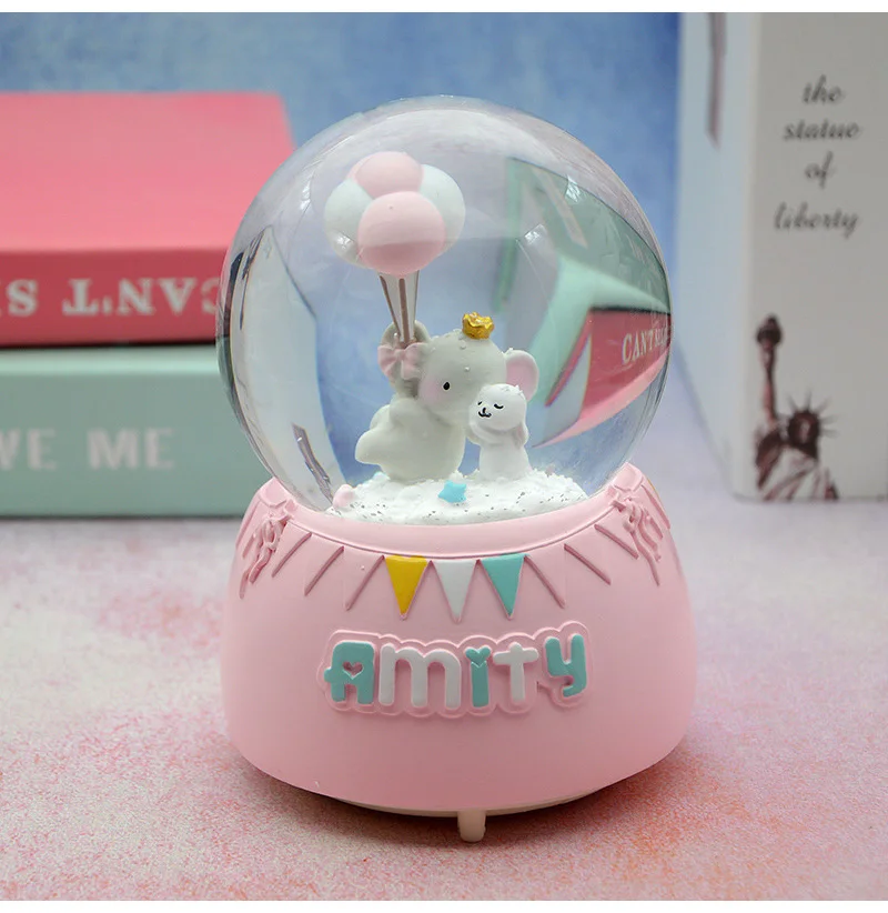 Strongwell Amusement Park Balloon Elephant Snow Globe Crystal Ball Christmas Music Box Christmas Decoration Home Birthday Gift