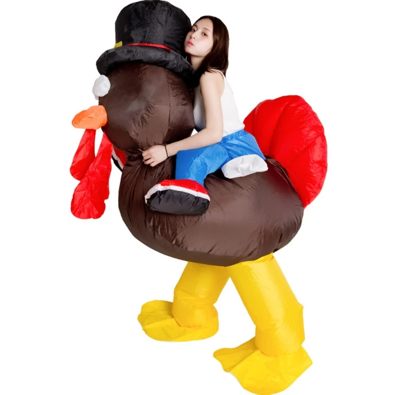 

Thanksgiving Turkey Rider Adult Cosplay Inflatable Suit Festive Party Clothing Set Carnival Party Event Funny Costumes
