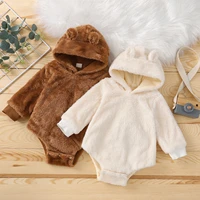 newborn infant baby boys girls autumn winter warm romper solid color long sleeve plush jumpsuit bodysuit cute overalls 0 24m
