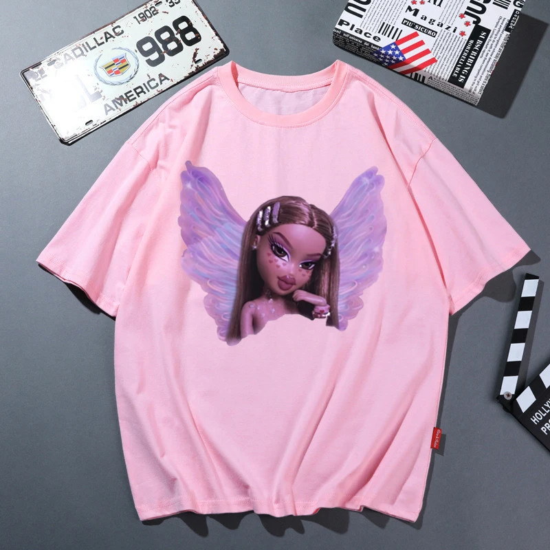 Ангел Y2k Bratz футболка для женщин модные летние топы Футболка Femme Harajuku рубашка в
