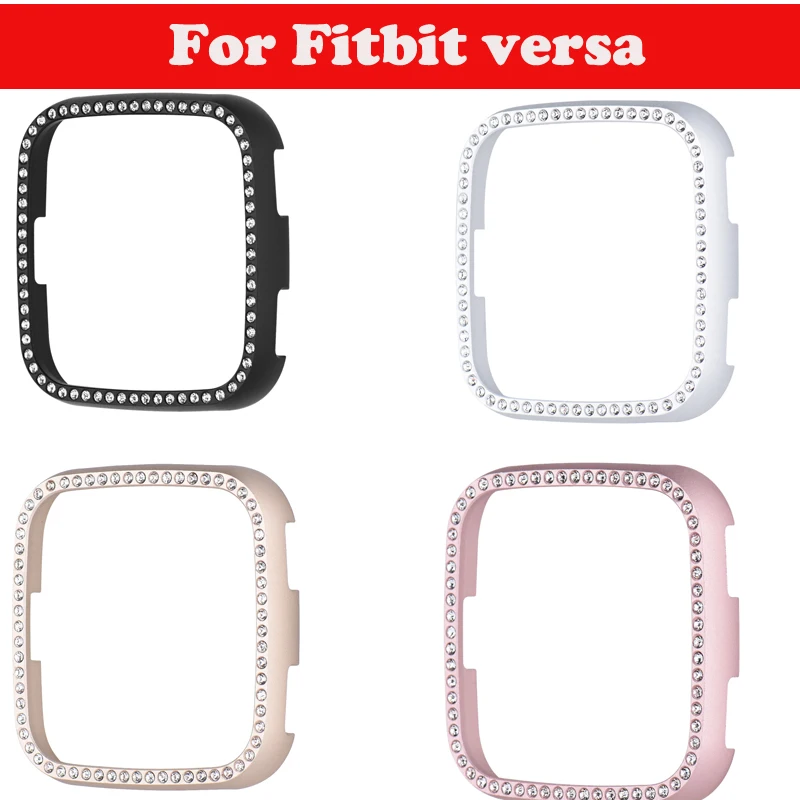 

girl For fitbit versa band cover Diamond Aluminum alloy Frame bumper versa case protective shell