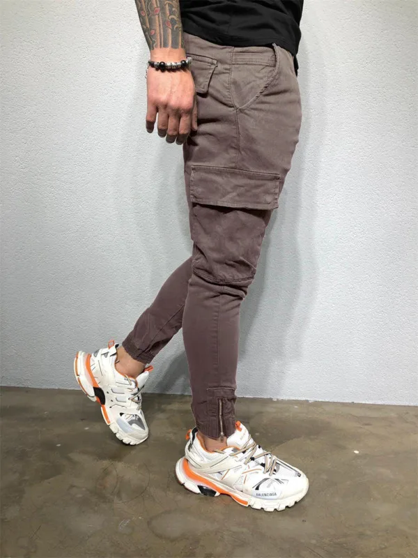 Мужские облегающие брюки карандаш повседневные однотонные зауженные с большими