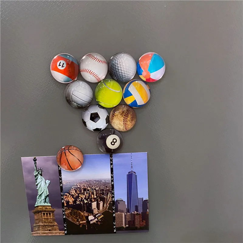 Светящиеся магниты на холодильник 30 мм стеклянные украшение мячи для футбола