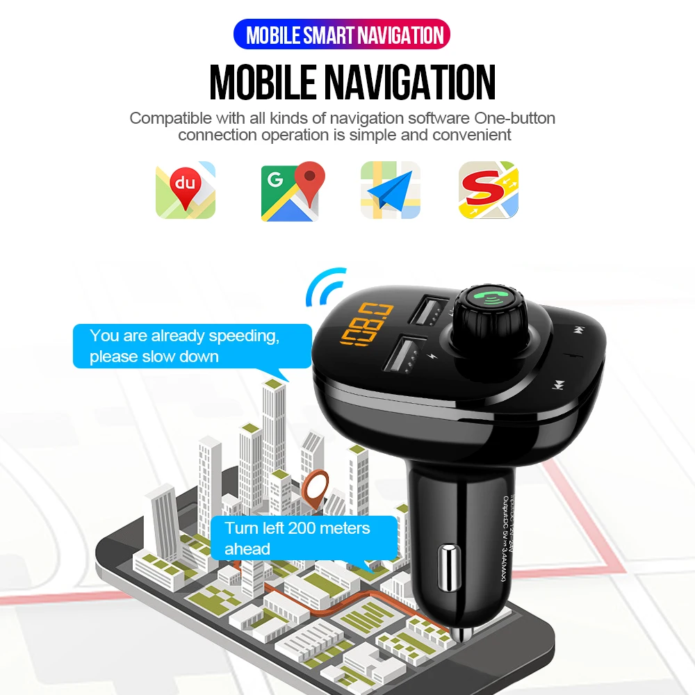 DC 12 V-24 V Dual USB Автомобильное зарядное устройство Bluetooth 5 0 автомобильный