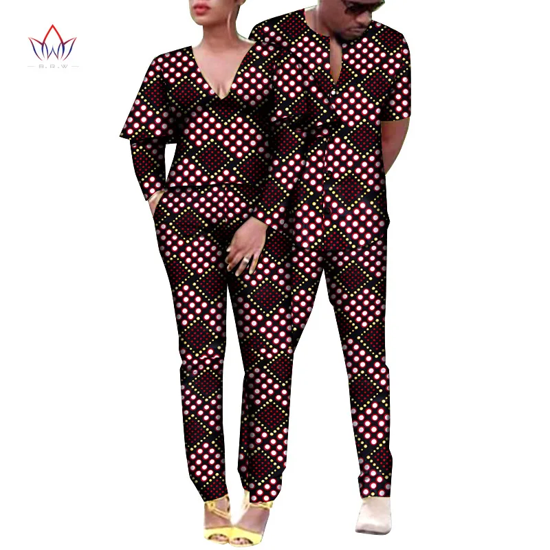 2021 Autumn couple clothes matching set african 4 Pcs Lovers Couples Wear Print Dashiki Bazin Riche Plus Size Outfits WYQ668