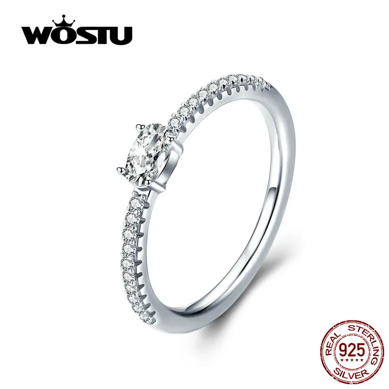WOSTU ослепительное кольцо с кристаллами, 925 пробы, серебро, циркон, модные кольца для женщин, Свадебные Роскошные серебряные 925 ювелирные изделия CQR524
