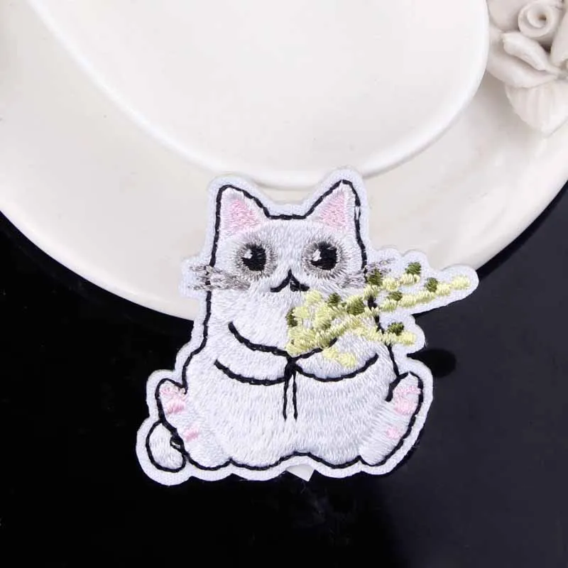 Нашивки сделай сам с милым котом Высококачественная вышивка нашивка для одежды