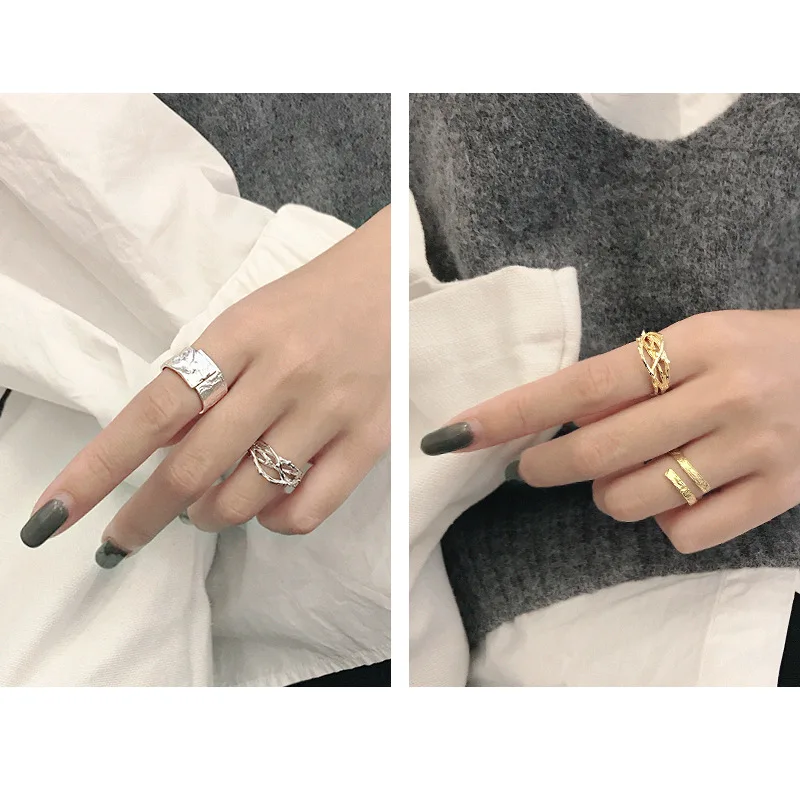 

2020 Hot Selling Rings in South Korea Texture of Material Silver Style Korean Style Modelling Geometric type Treatment