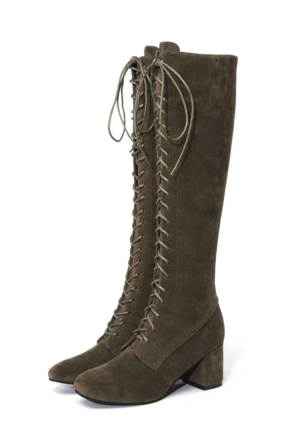 Сапоги ботфорты SAGACE женские на шнуровке высокие берцы винтажные В рыцарском