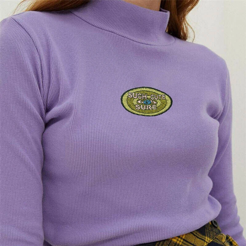 Sweaters Women Embroidery Long Sleeve Turtleneck Pullovers Crop Tops Sweater Slim Solid Casual Clothing Winter Trui Dames 2019 | Женская