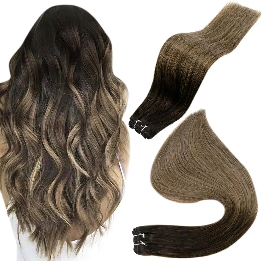 

Full Shine Human Hair Weft Extensions Hair Bundles Ombre Blonde Color 100g Sew In Silky Straight Remy Skin Double Weft For Salon