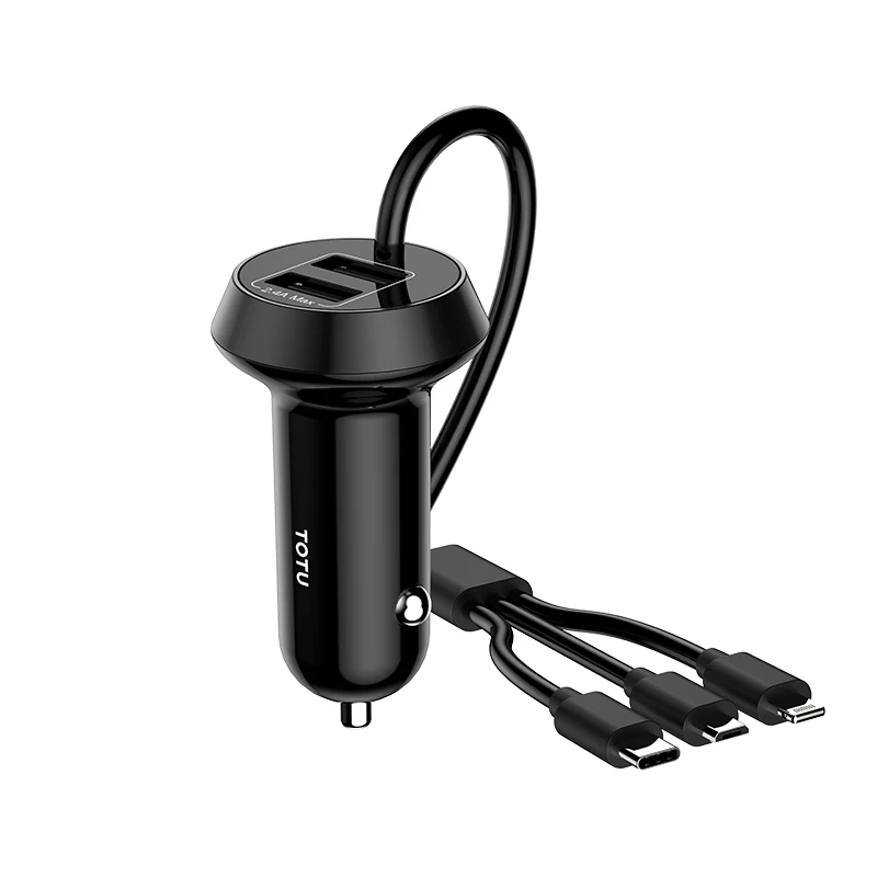 Быстрое Автомобильное зарядное устройство для телефона TOTU 3 в 1 адаптер микро USB