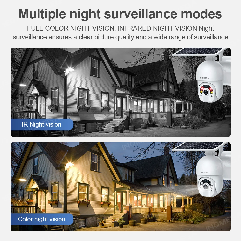 

INQMEGA 1080P Tuya Solar Security WiFi Outdoor Camera Solaire PIR Human Motion Detection PTZ Surveillance Camera